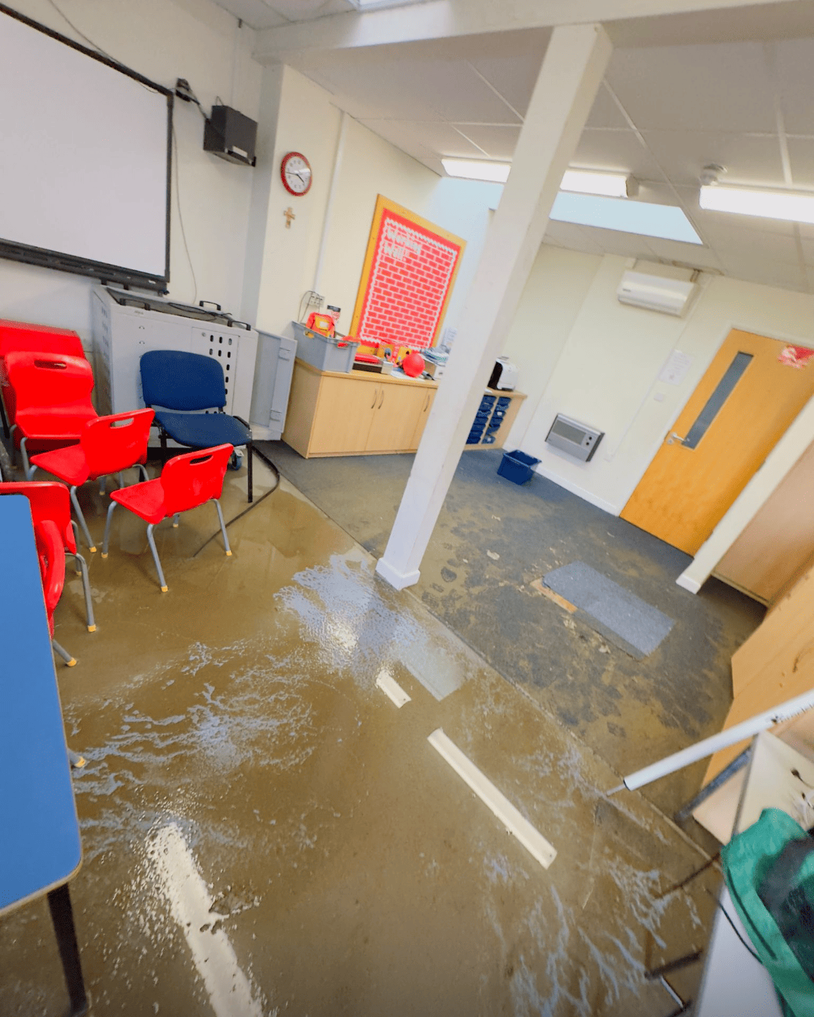 Ongoing cleaning process during hazardous waste removal and site decontamination